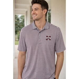 Mississippi State Bulldogs Cutter & Buck Polo Shirt Mens L Striped MSU